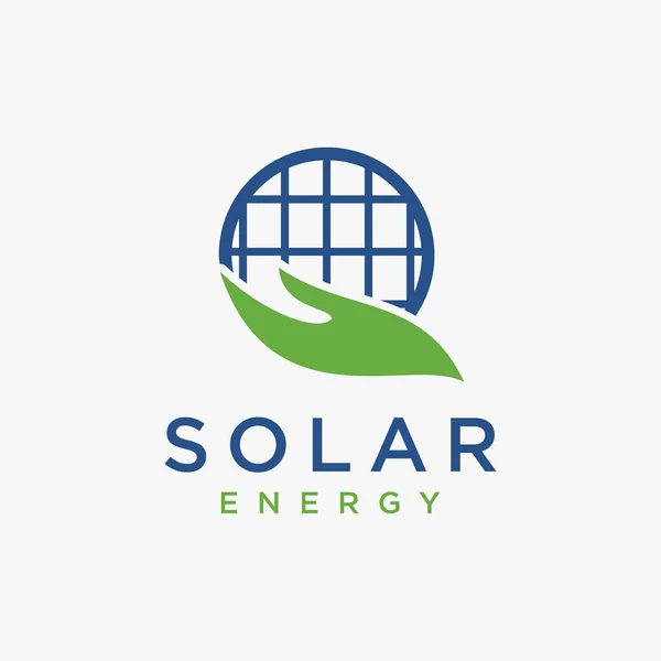 Main Globe Solaire Modèle Logo Vectoriel Icône Logo Énergie Écologique — Image vectorielle