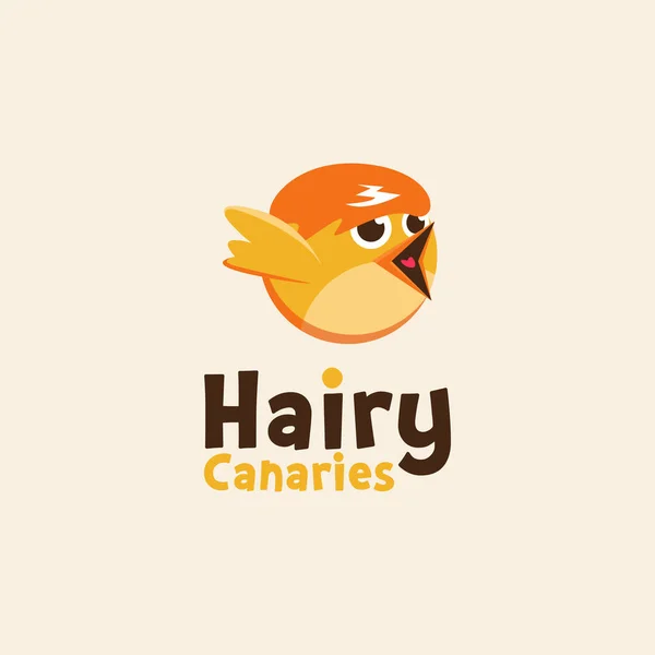 Kul Logotyp Ikon För Hårig Kanariefågel Kanariefågel Logotyp Kanariefågel Maskot — Stock vektor