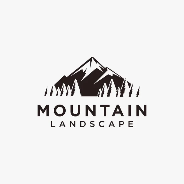Forest Mountain Landscape Logo Icon Vector Template White Background — Stock Vector