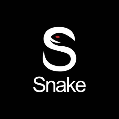 Siyah arkaplanda yılan işareti logo vektör logo şablonu S harfi