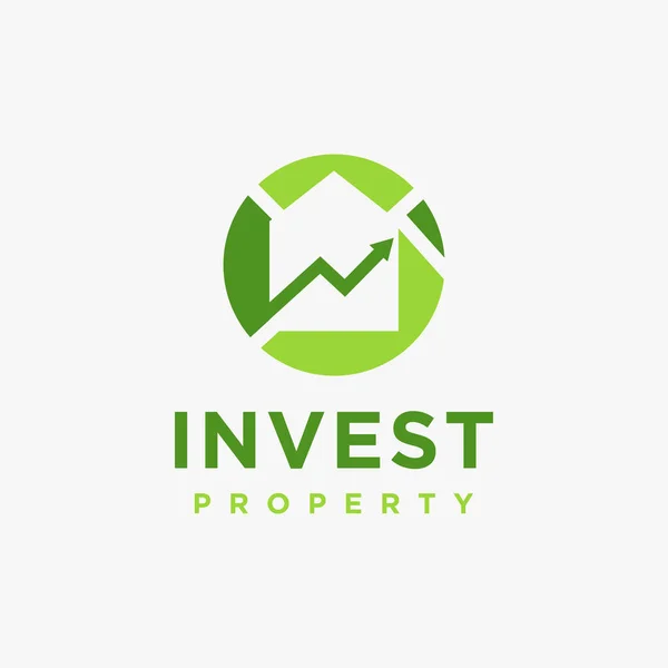 Immobilienkarten Und Wachstumspfeil Finanzinvestitionen Logo Symbol Vektorvorlage Auf Weißem Hintergrund — Stockvektor