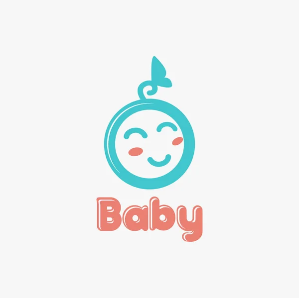 Divertido Bonito Bebê Rosto Logotipo Ícone Vetor Modelo Fundo Branco —  Vetores de Stock