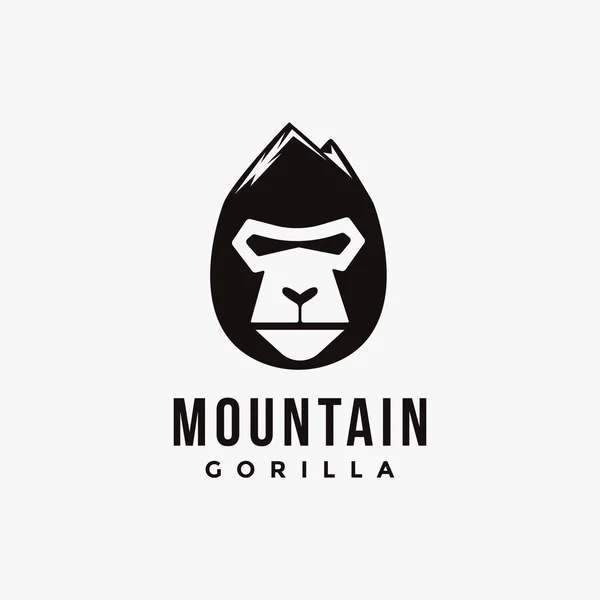 Beyaz Arkaplanda Dağ Başı Goril Logo Ikonu Vektör Şablonu — Stok Vektör