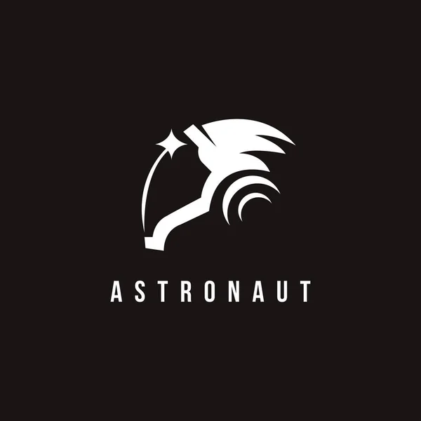 Modelo Vetor Ícone Logotipo Estrela Astronauta Minimalista Fundo Preto — Vetor de Stock