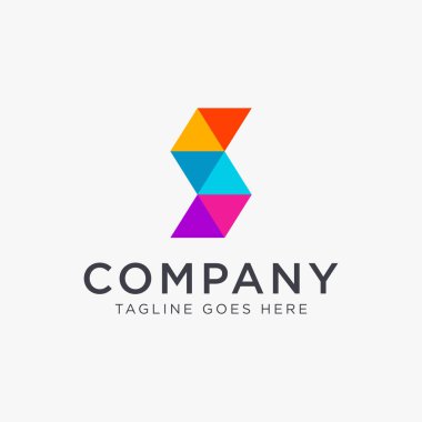 Beyaz arkaplanda soyut renkli S logo simgesi vektör şablonu