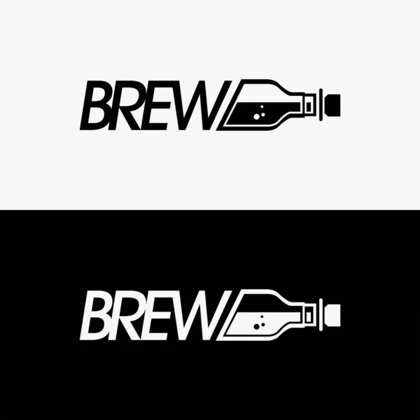 Mot Symbole Bouteille Bière Logo Icône Vecteur Modèle Sur Fond — Image vectorielle