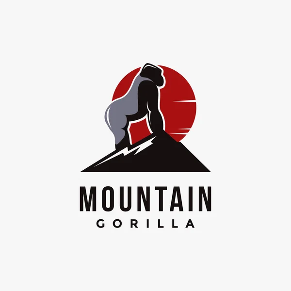 Modèle Illustration Vectorielle Logo Montagne Gorille Sur Fond Blanc — Image vectorielle