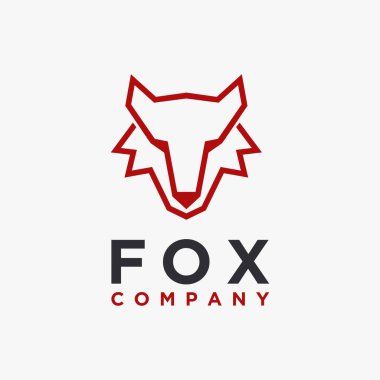 Minimalist soyut çizgi Art Wolf Fox baş logo ikonu vektörü şablonu beyaz arkaplan üzerinde