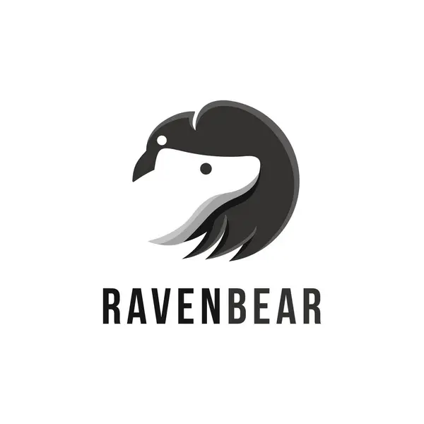 Minimalist Raven Bear Logo Icon Vector Template Negative Space Design — Stock Vector
