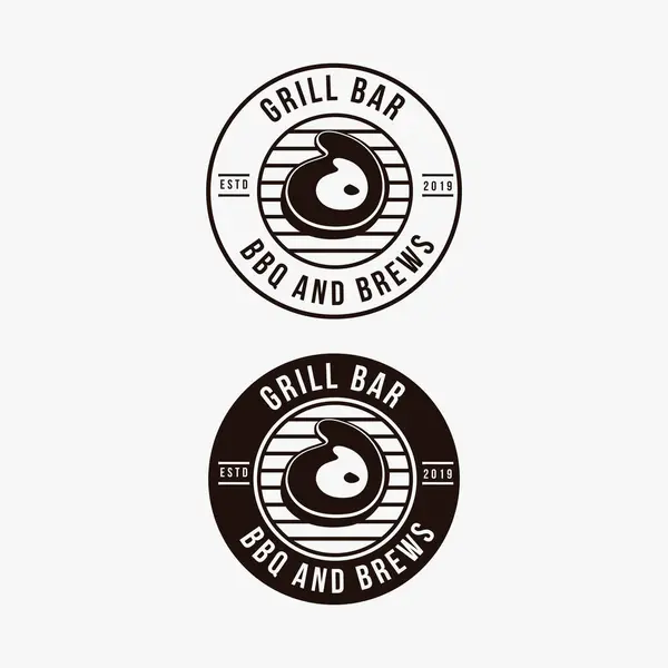 Barbekü Tavası Logosu Tasarımlı Klasik Izgara — Stok Vektör