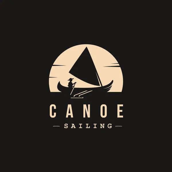 Logo Étiquette Vintage Canot Naviguant Sur Modèle Vectoriel Icône Nuit — Image vectorielle