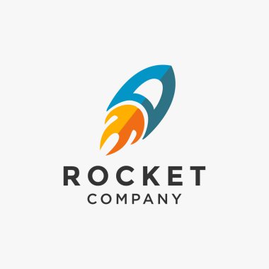 Beyaz arkaplandaki soyut roket logo vektör şablonu