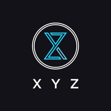 Siyah arkaplan üzerinde soyut modern monogram xyz harf simgesi vektör şablonu