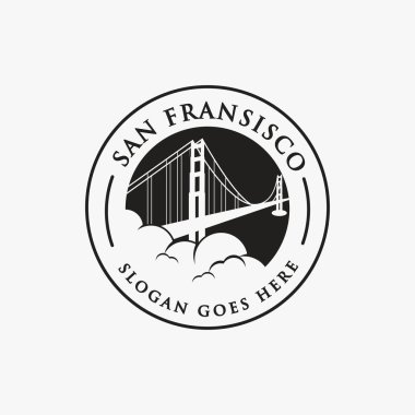 Klasik damgalı Golden Gate logosu, San Francisco Köprüsü logo vektörü