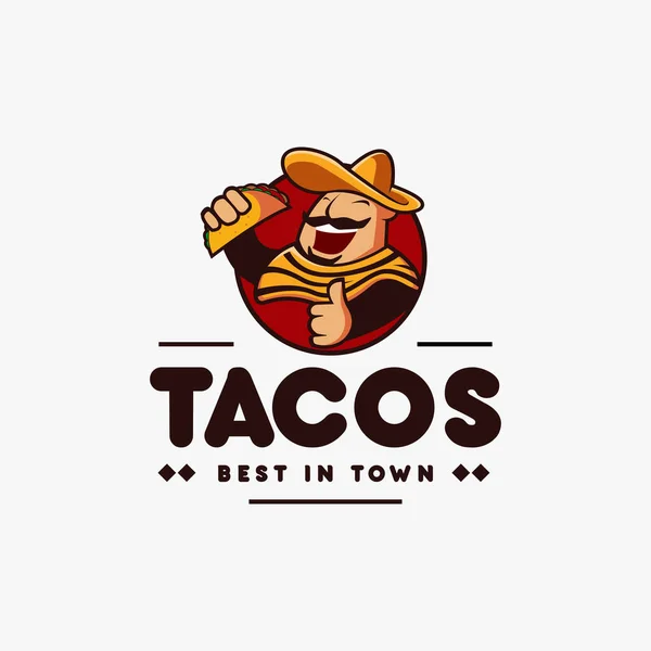 Meksika şapkası tako Meksika restoranı logosu hippi klasik retro karakter çizimi.