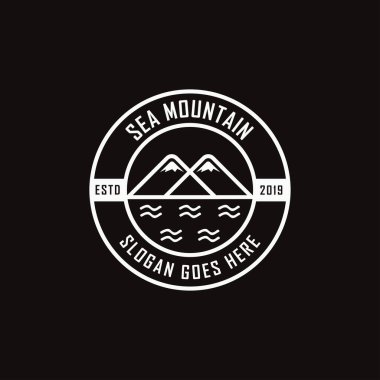 Modern vintage Deniz ve dağ manzarası logo taşıyıcısı