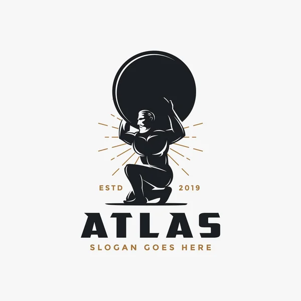 Vintage Hipster Atlas God Logo Icon Vector Illustration White Background — Stock Vector