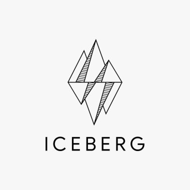 Beyaz arkaplanda minimalist geometrik buzdağı logo vektör şablonu