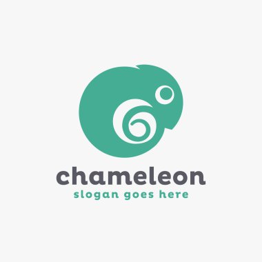 Beyaz arkaplanda basit Yeşil Bukalemun logo vektör şablonu