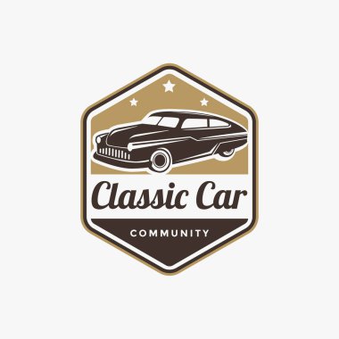 Beyaz zemin üzerinde klasik retro amblem premium logo vektörü