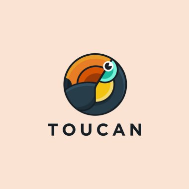 Açık arkaplanda CIrcular geometrik Toucan Bird logo vektör şablonu