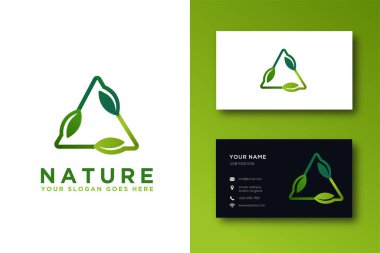 Üçgen yaprak logosu ve kartvizit şablonu