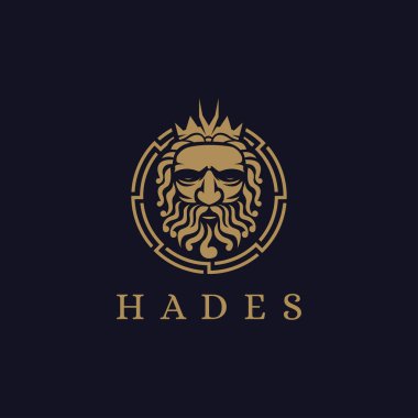 Hades God logo çizim vektörü koyu arkaplan, Plüton tanrı logosu, orkus logosu