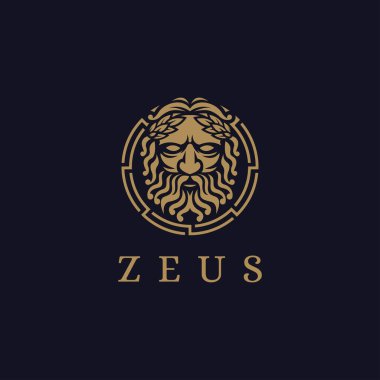 Zeus God logo çizim vektörü koyu arkaplan, Lopiter logosu, jupiter logosu