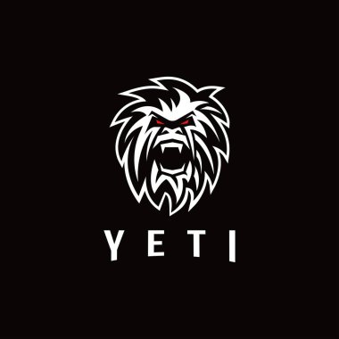 Siyah zemin üzerinde agresif güçlü Yeti logo ikonu vektör çizimi