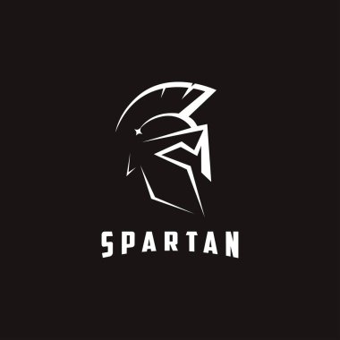Minimalist şövalye Sparta logo ikonu vektör illüstrasyonu siyah arka planda