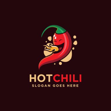 Maskot çizgi filmi Beyaz zemin üzerinde sıcak ateş kırmızı biber logo vektörü