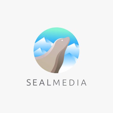 Modern deniz foku, kürk foku logo ikonu vektör çizimi beyaz arkaplanda