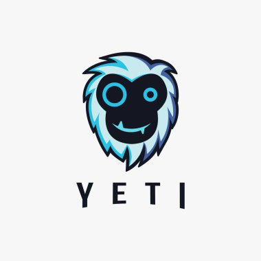 Eğlenceli dost yeti baş logo vektörü siyah arkaplan üzerinde