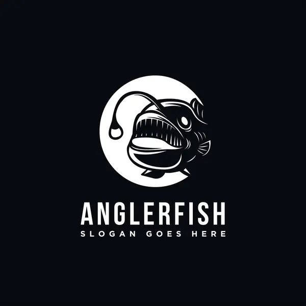 Angler balık logo resimleme şablonu siyah arkaplan üzerinde
