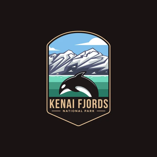 Embleem Patch Logo Illustratie Van Kenai Fjorden Nationaal Park Embleem — Stockvector