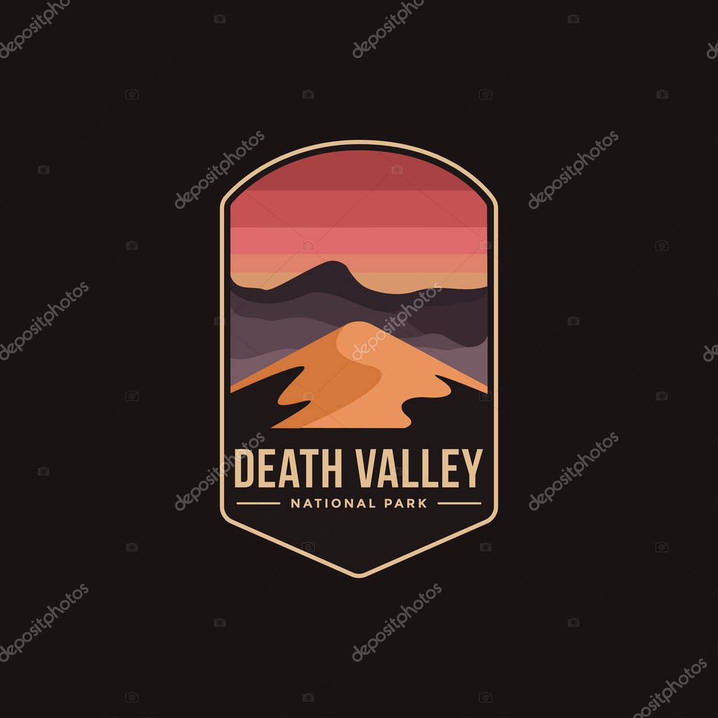 Emblem patch logo illustration of Death Valley National Park on dark background