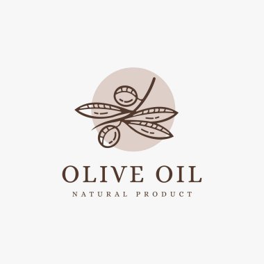 Lineart zeytin dalı logosu, zeytin ağacı, zeytin bitkisi logo ikonu vektör şablonu beyaz arkaplan üzerinde