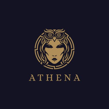 Athena Tanrıça logo vektör illüstrasyonu başkanı koyu arkaplanda