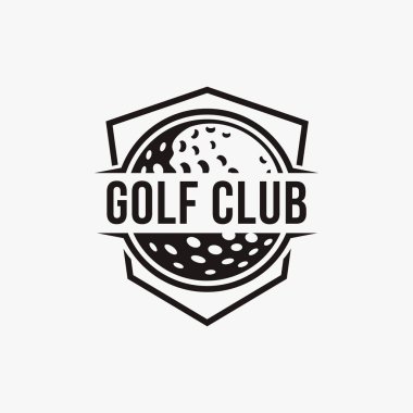 Klasik rozet amblemi Golf Kulübü, golf turnuvası logo vektör simgesi beyaz arka planda