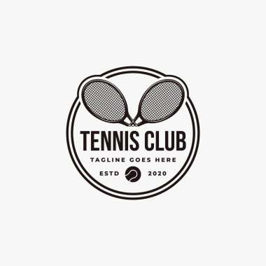 Klasik Tenis logo ikonu vektörü, tenis kulübü, turnuva, beyaz arka planda şampiyonluk