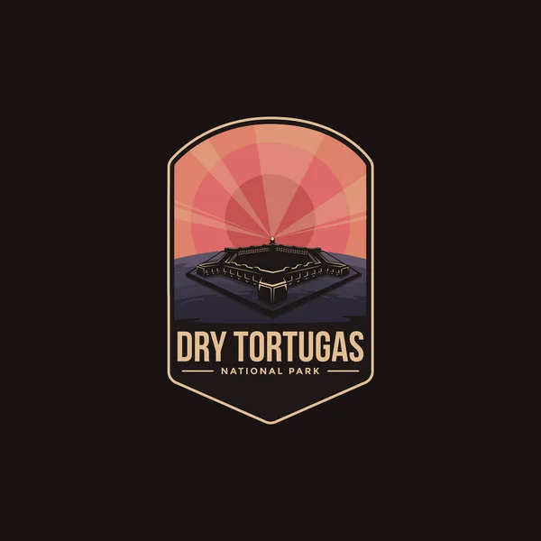 Koyu arkaplanda Dry Tortugas Ulusal Parkı amblem amblem amblemi çizimi