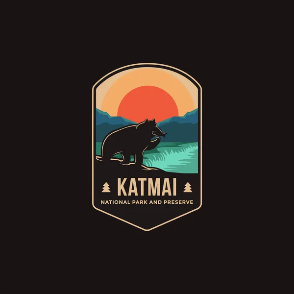 Emblem Patch Logo Illustration Katmai National Park Preserve National Park — Stock Vector