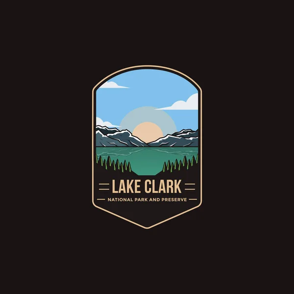 Emblem Patch Logo Illustration Lake Clark National Park Preserve Dark — Stock Vector