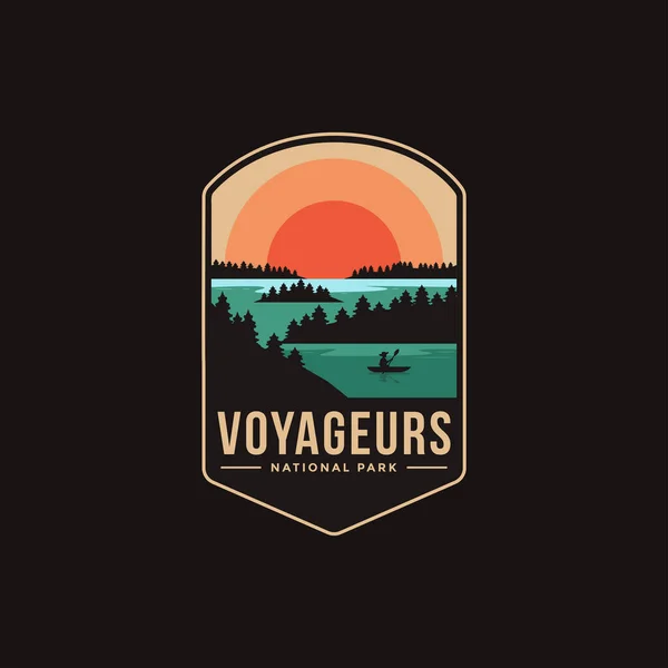 Emblem Patch Logo Illustration Voyageurs National Park Dark Background — Stock Vector