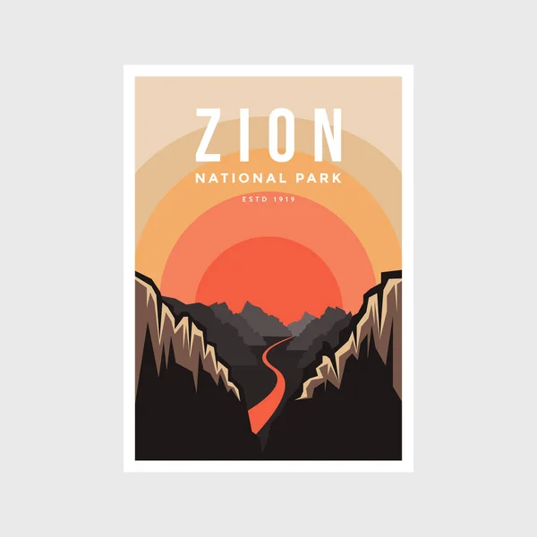 Zion National Park Poster Vector Illustration — Stock Vector