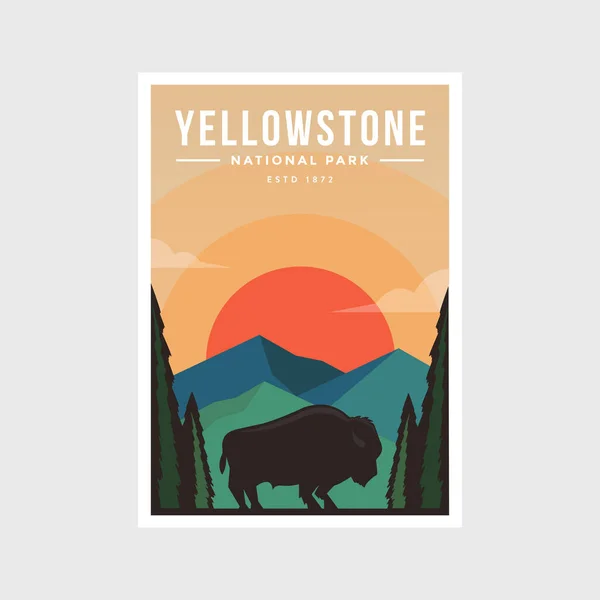 Yellowstone National Park Modern Poster Vector Illustration — Stock Vector