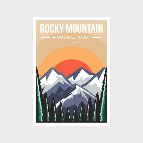 Rocky Mountain National Park Poster Vector Illustration — Stock Vector