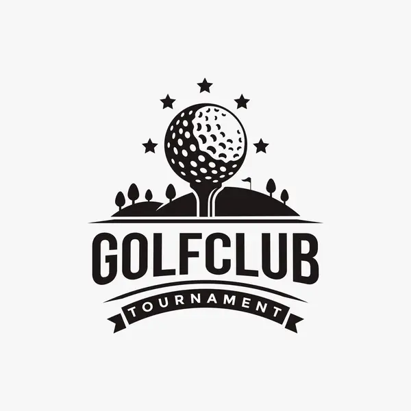 Klasik rozet amblemi Golf Kulübü, golf turnuvası logo vektör simgesi beyaz arka planda