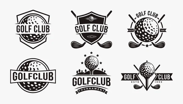 Klasik rozet amblemi golf kulübü, golf turnuvası logo vektör simgesi beyaz arka planda
