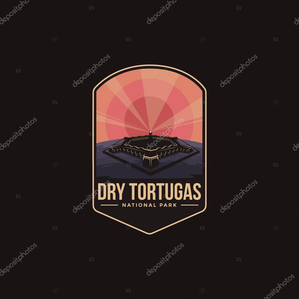 Emblem patch logo illustration of Dry Tortugas National Park on dark background